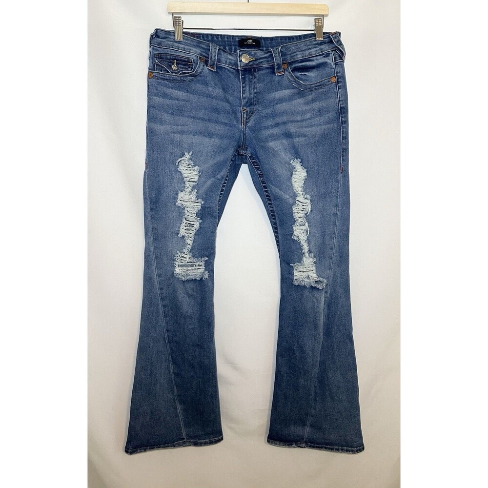 *SOLD OUT* TRUE RELIGION Joey Low Rise Flare Distressed Jeans‎ Women's 31 - Picture 2 of 16